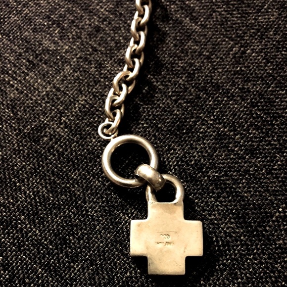 Vintage heavy sterling silver bracelet, cross charm. 7”. 925 Thailand. B1 - Picture 2 of 4